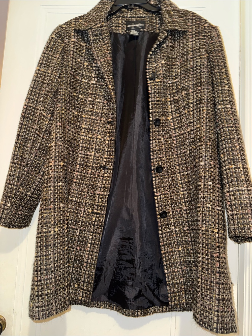 Requirements Brown Multicolor Tweed Long Coat Jacket Size 16